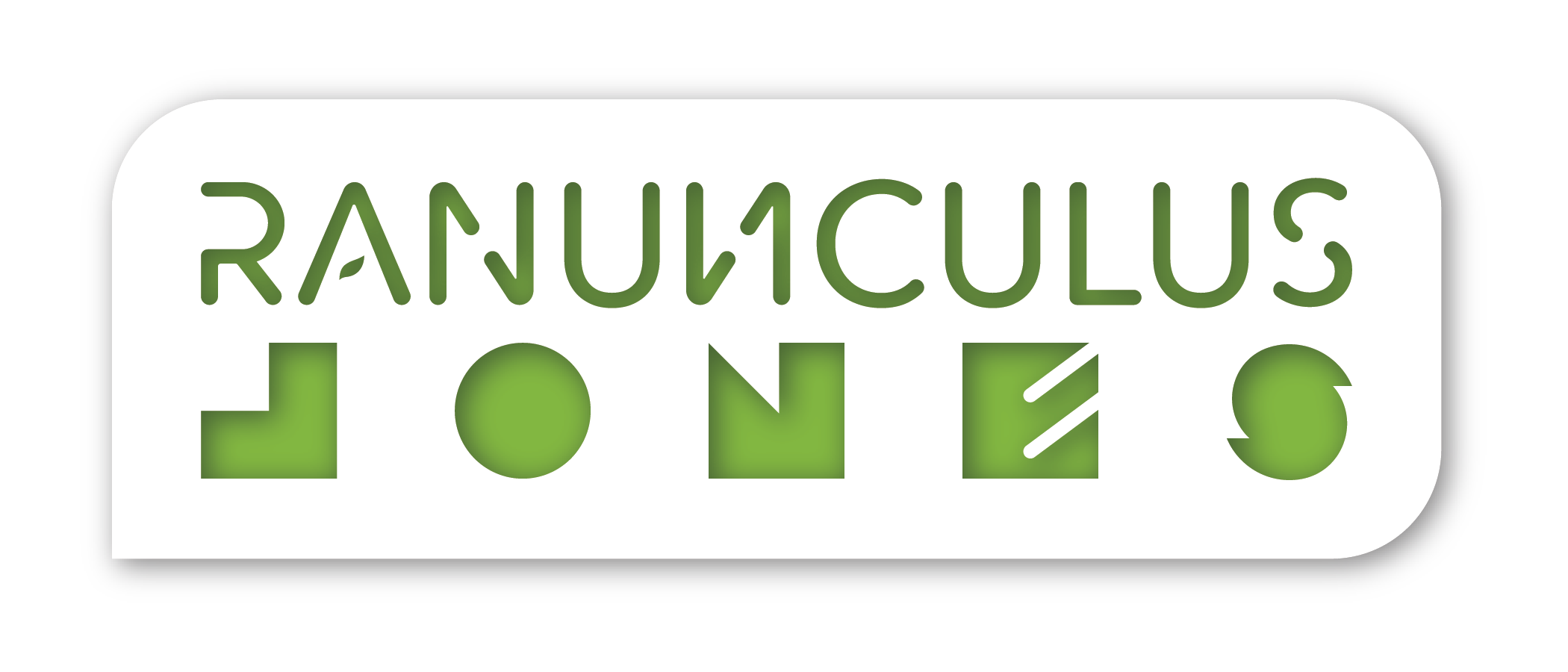 Ranunculus Jones header logo - green text on white background